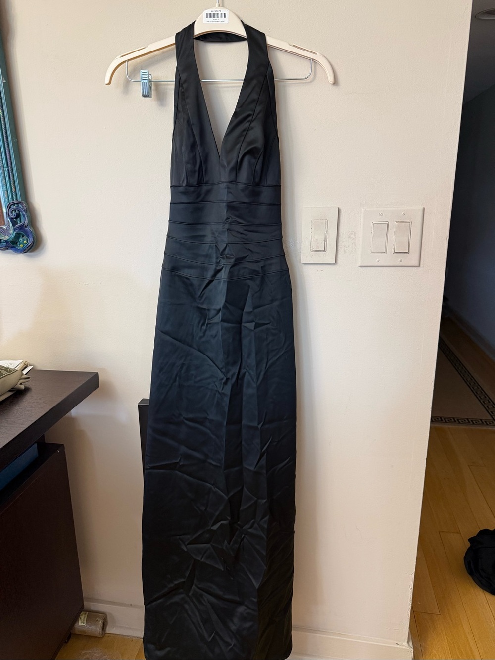 Vintage Caché Black Halter Satin Gown